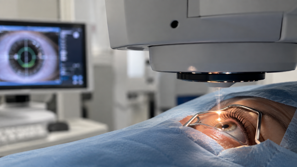 Chirurgie réfractive au laser pour corriger les troubles de la vision, notamment la myopie, l'hypermétropie, la presbytie et l'astigmatisme.
